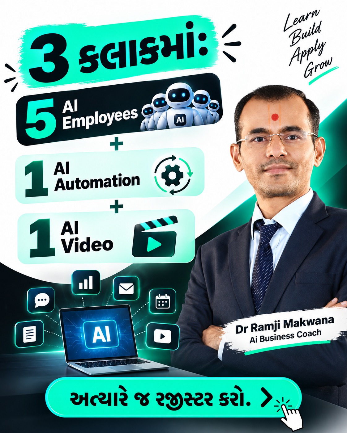 માત્ર 3 કલાકમાં તમારા Business માટે 5 AI Employees + AI Automation + AI Video બનાવતા શીખો!